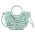 Mint Rattan Half‑Moon Tote