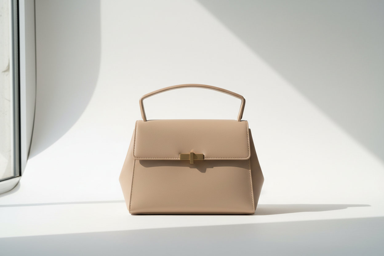 Modern matte beige handbag